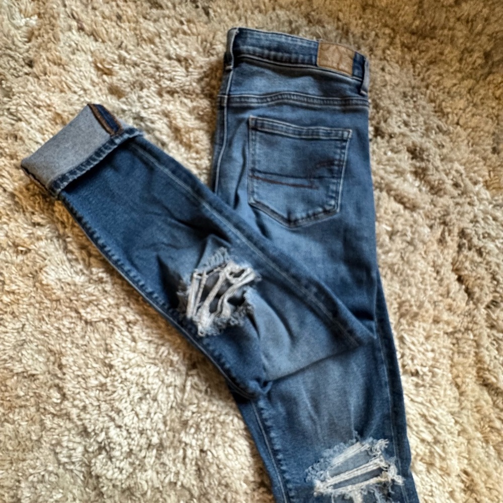 American Eagle Outfitters Blue Boyfriend Distressed Jeans